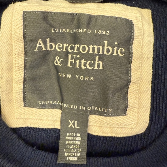 VTG Abercrombie & Fitch Men’s Waffle Knit Muscle Fit Long Sleeve Shirt Navy L - Picture 4 of 7